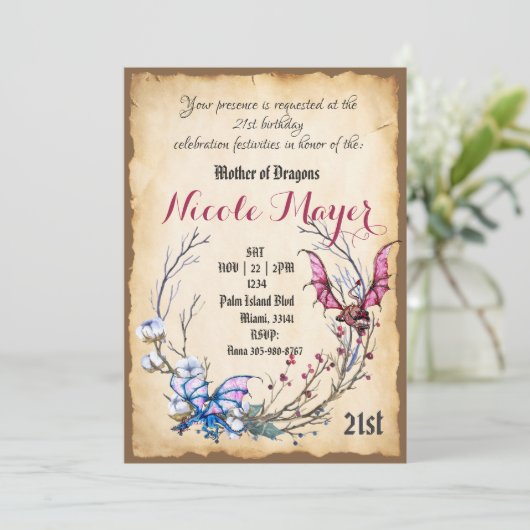 Medieval Moeder van Dragons Aannodiging Kaart (Staand voorkant)