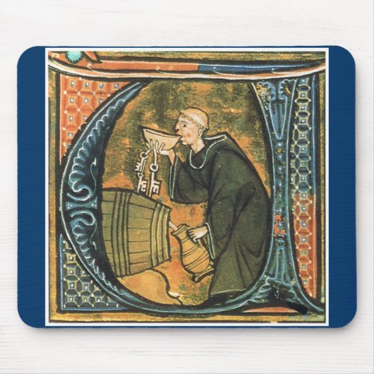 Medieval Monk Tasting Wine Mousepad Muismat (Voorkant)