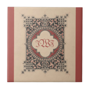 Medieval Monogram Celtic Knoopt  Floral Art Tegeltje