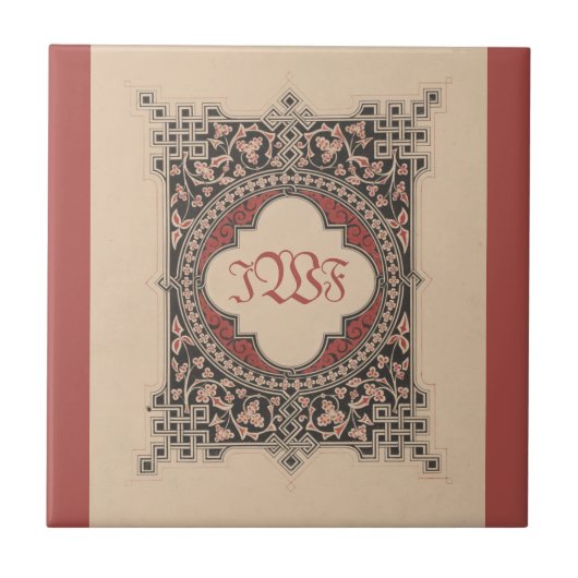 Medieval Monogram Celtic Knoopt  Floral Art Tegeltje (Voorkant)