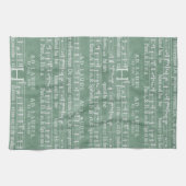 Medieval Music Manuscript Blauwgroen Groen Theedoek (Horizontaal)