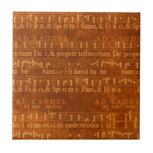 Medieval Music Manuscript, Rust Color Tegeltje