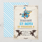 Medieval-nacht en dragon-verjaardagsfeest kaart (Voorkant / Achterkant)