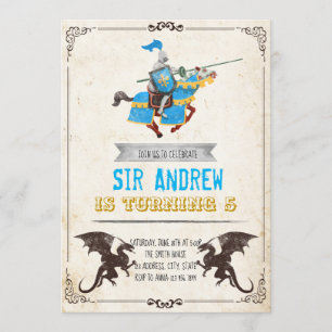 Medieval-nacht en dragon-verjaardagsfeest kaart