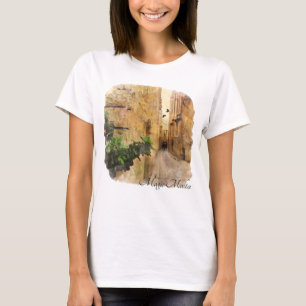 Medieval Narrow Street Old Buildings Waterverf T-shirt