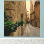 Medieval Narrow Street Tall Build and Coach Canvas Afdruk (Insitu (Houten vloer))