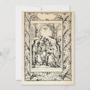 Medieval Nativiteit Mary en Jesus Heilige Grens Ho Feestdagenkaart