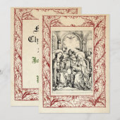 Medieval Nativiteit Mary en Jesus Heilige Grens Ho Feestdagenkaart (Voorkant / Achterkant)