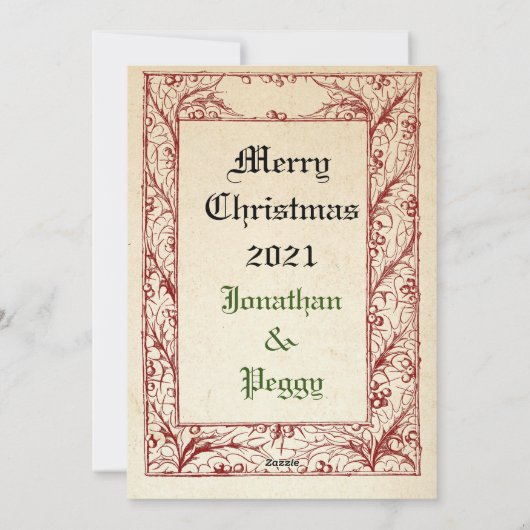 Medieval Nativiteit Mary en Jesus Heilige Grens Ho Feestdagenkaart (Achterkant)