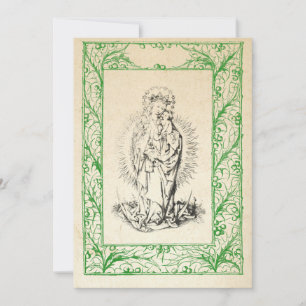 Medieval Nativiteit Mary en Jesus Heilige Grens Ho Feestdagenkaart