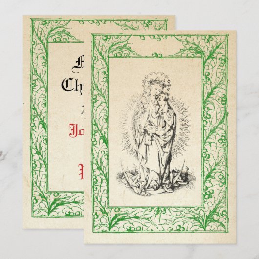 Medieval Nativiteit Mary en Jesus Heilige Grens Ho Feestdagenkaart (Voorkant / Achterkant)