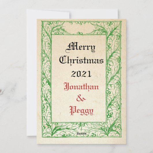 Medieval Nativiteit Mary en Jesus Heilige Grens Ho Feestdagenkaart (Achterkant)