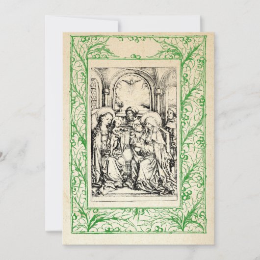 Medieval Nativiteit Mary en Jezus Heilige Grens Feestdagenkaart (Voorkant)