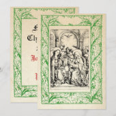 Medieval Nativiteit Mary en Jezus Heilige Grens Feestdagenkaart (Voorkant / Achterkant)