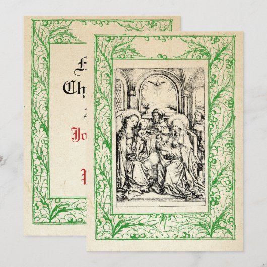 Medieval Nativiteit Mary en Jezus Heilige Grens Feestdagenkaart (Voorkant / Achterkant)