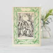 Medieval Nativiteit Mary en Jezus Heilige Grens Feestdagenkaart (Staand voorkant)