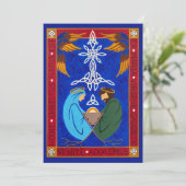 Medieval Nativity Christmas Card Feestdagenkaart (Staand voorkant)