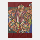 Medieval Nobelman Colorful Illumined Manuscript Theedoek (Verticaal)