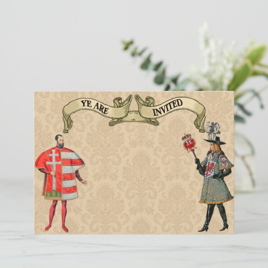 Medieval Nobles Wedding Invitations Kaart (Staand voorkant)