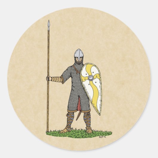 Medieval Norman Knight Circa 1066 Ronde Sticker (Voorkant)