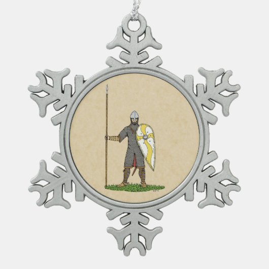 Medieval Norman Knight Circa 1066 Tin Sneeuwvlok Ornament (Voorkant)