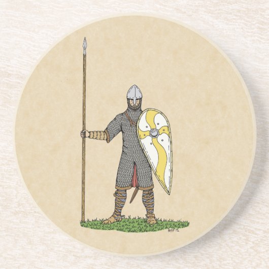 Medieval Norman Knight Circa 1066 Zandsteen Onderzetter (Voorkant)