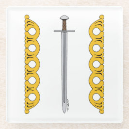 Medieval Norman Sword en Decoratieve Banden Glazen Onderzetter