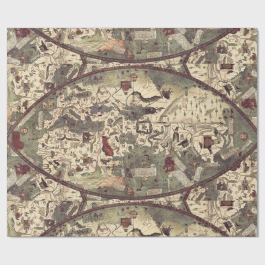 Medieval Oude Kaart Cadeaupapier (Vlak)