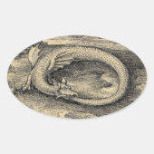Medieval Ouroboros Dragon Ovale Sticker (Voorkant)