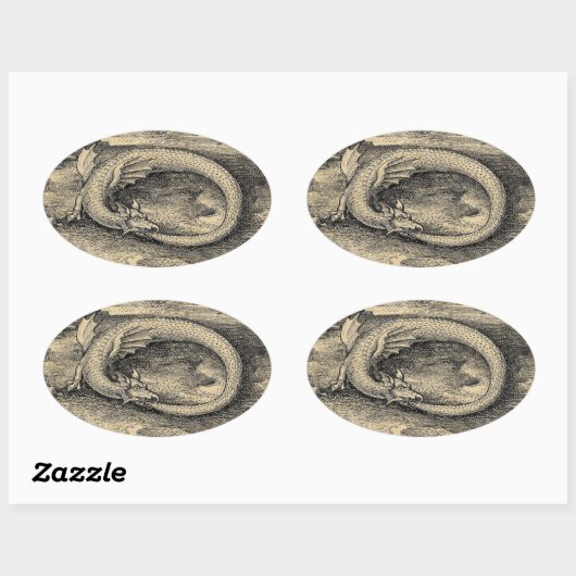 Medieval Ouroboros Dragon Ovale Sticker (Vel)