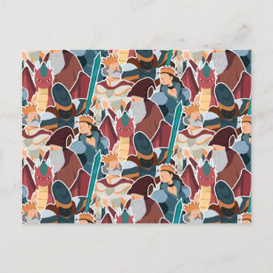 Medieval Pattern Knachten & Dragons Cute Summer Briefkaart