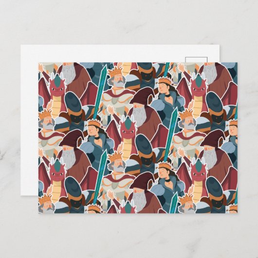 Medieval Pattern Knachten & Dragons Cute Summer Briefkaart (Voorkant / Achterkant)