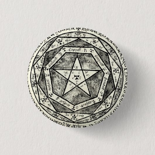 Medieval pentagram ronde button 3,2 cm (Voorkant)