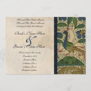 Medieval Pheasant Parchment Wedding Invitation Kaart