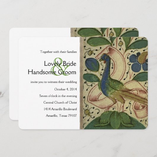 Medieval Pheasant Vintage Weddenschap Kaart (Voorkant / Achterkant)