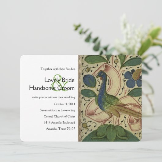 Medieval Pheasant Vintage Weddenschap Kaart (Staand voorkant)