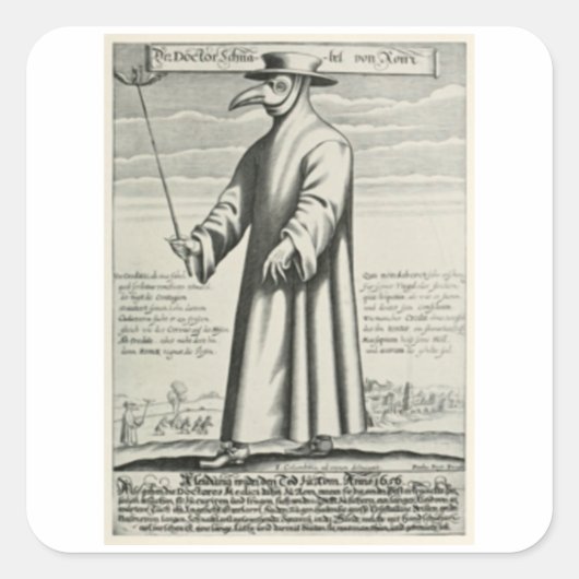 Medieval Plague Doctor Vierkante Sticker (Voorkant)