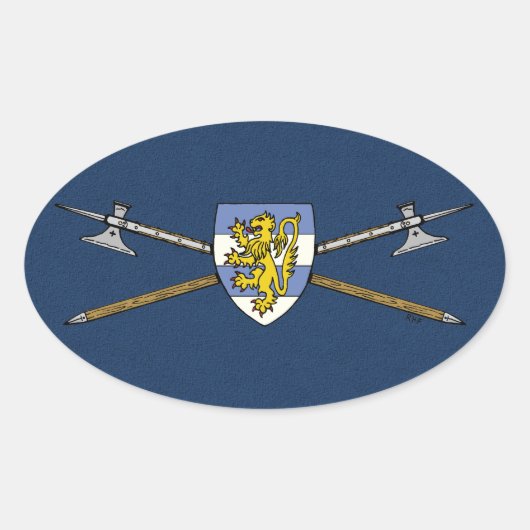 Medieval Poleaxen en Shield Ovale Sticker (Voorkant)