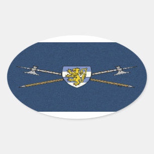 Medieval Poleaxen en Shield Ovale Sticker