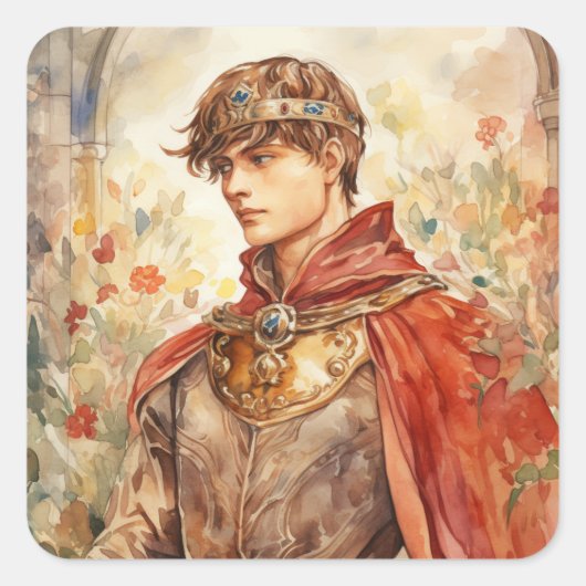 Medieval Prince Vierkante Sticker (Voorkant)