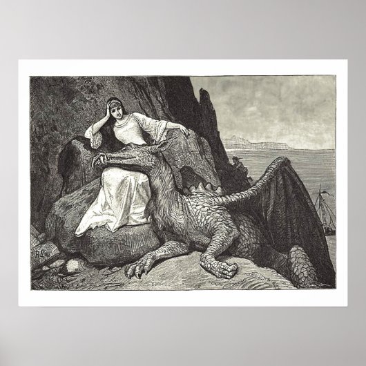 Medieval Queen en Hare Pet Dragon Poster (Voorkant)