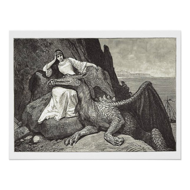 Medieval Queen & Pet Dragon Perfect Perfect Poster (Voorkant)