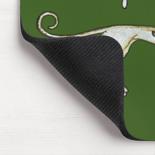 Medieval Rabbit Riding Dog and Holding Snagel Muismat (Hoek)