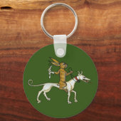 Medieval Rabbit Riding Dog and Holding Snagel Sleutelhanger (Voorkant)