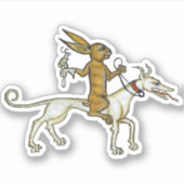 Medieval Rabbit Riding Dog and Holding Snagel Sticker (Voorkant)