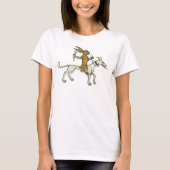Medieval Rabbit Riding Dog and Holding Snagel T-shirt (Voorkant)
