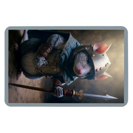 Medieval Rat met Spear Magnet Magneet (Horizontaal)
