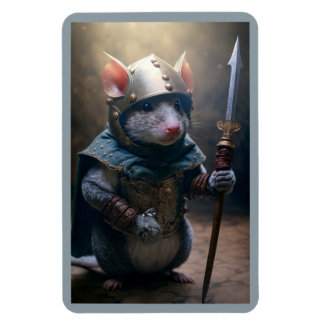 Medieval Rat met Spear Magnet Magneet