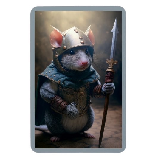 Medieval Rat met Spear Magnet Magneet (Verticaal)