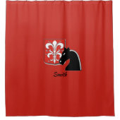 Medieval Red en Black Knight and Shield Douchegordijn (Voorkant)